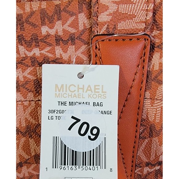 Michael Kors Womens Deep‎ Orange The Michael Large Animal Print Logo Tote… - Picture 7 of 9